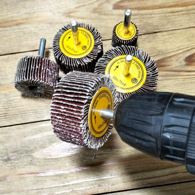 JUNLIXN 10 Pcs Abrasive Flap Wheels Sander, 1/4'' Shank Flap Wheel for Drill, Grinder, Rotary Tools (25/30/40/50/60mm) - Image 5